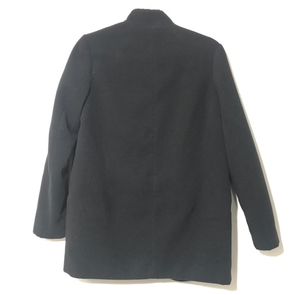 Zara Black Coat Single Button Closure High Neck Military Style Jacket Sz XS - Picture 5 of 5